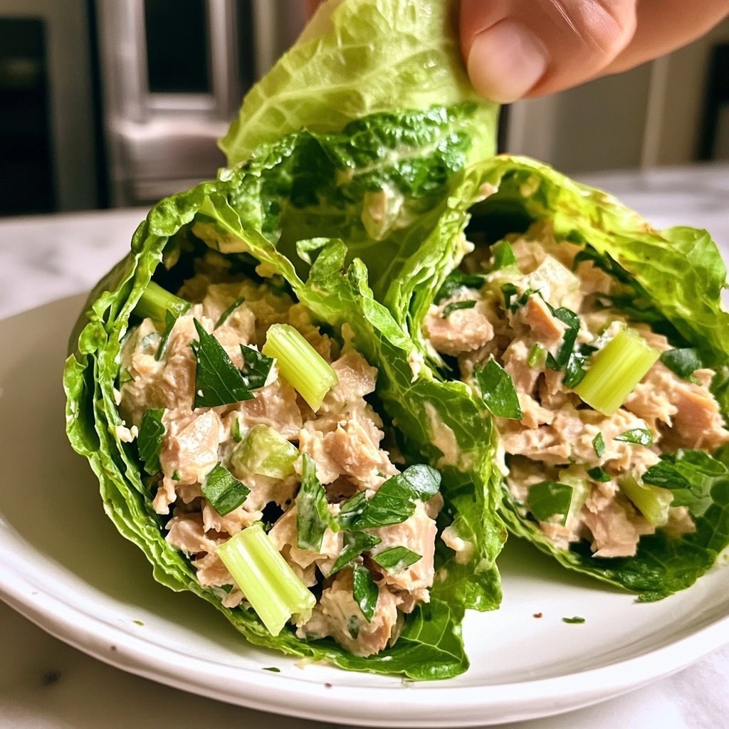 Simple Tuna Salad Lettuce Wrap Lunch