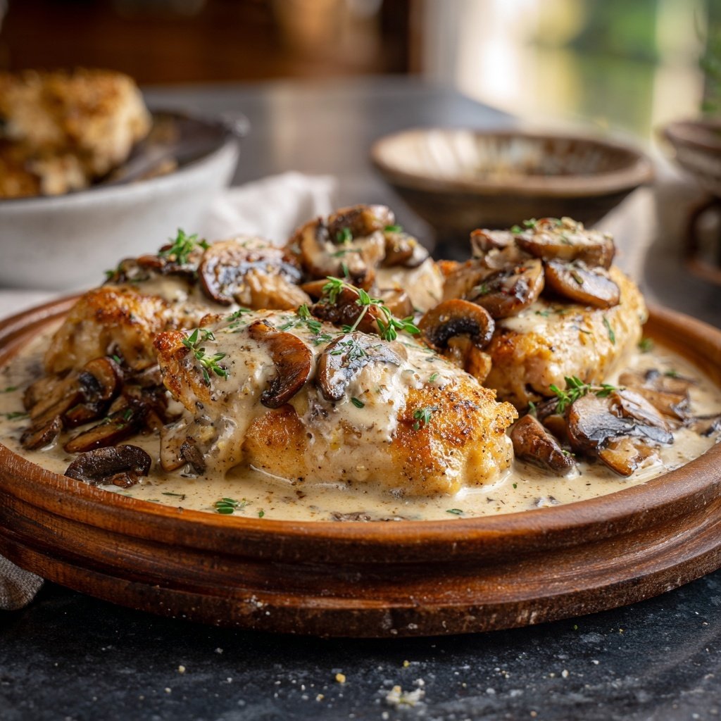 Creamy Garlic Chicken With Mushrooms
