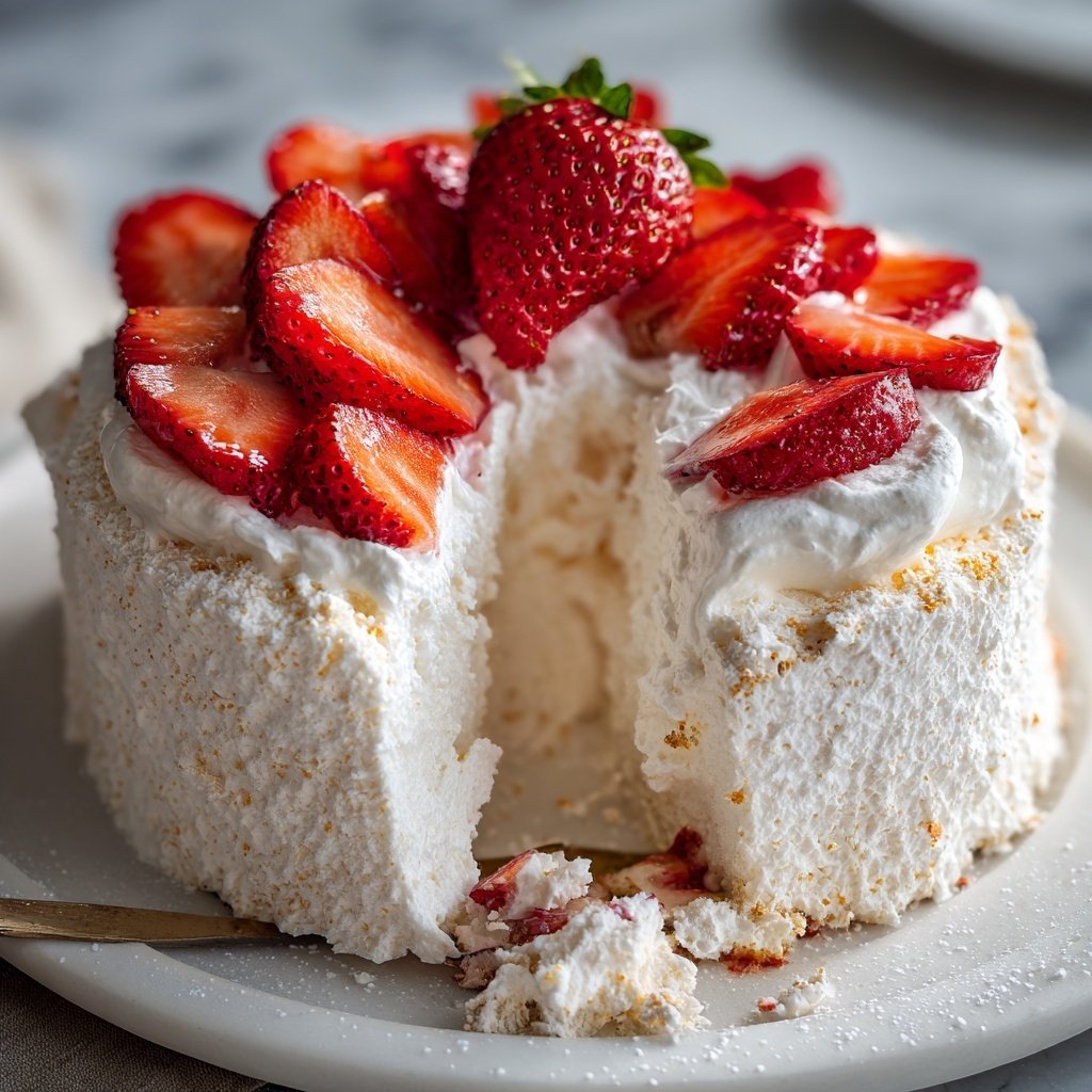 Light And Fluffy Strawberry Angel Food Dessert