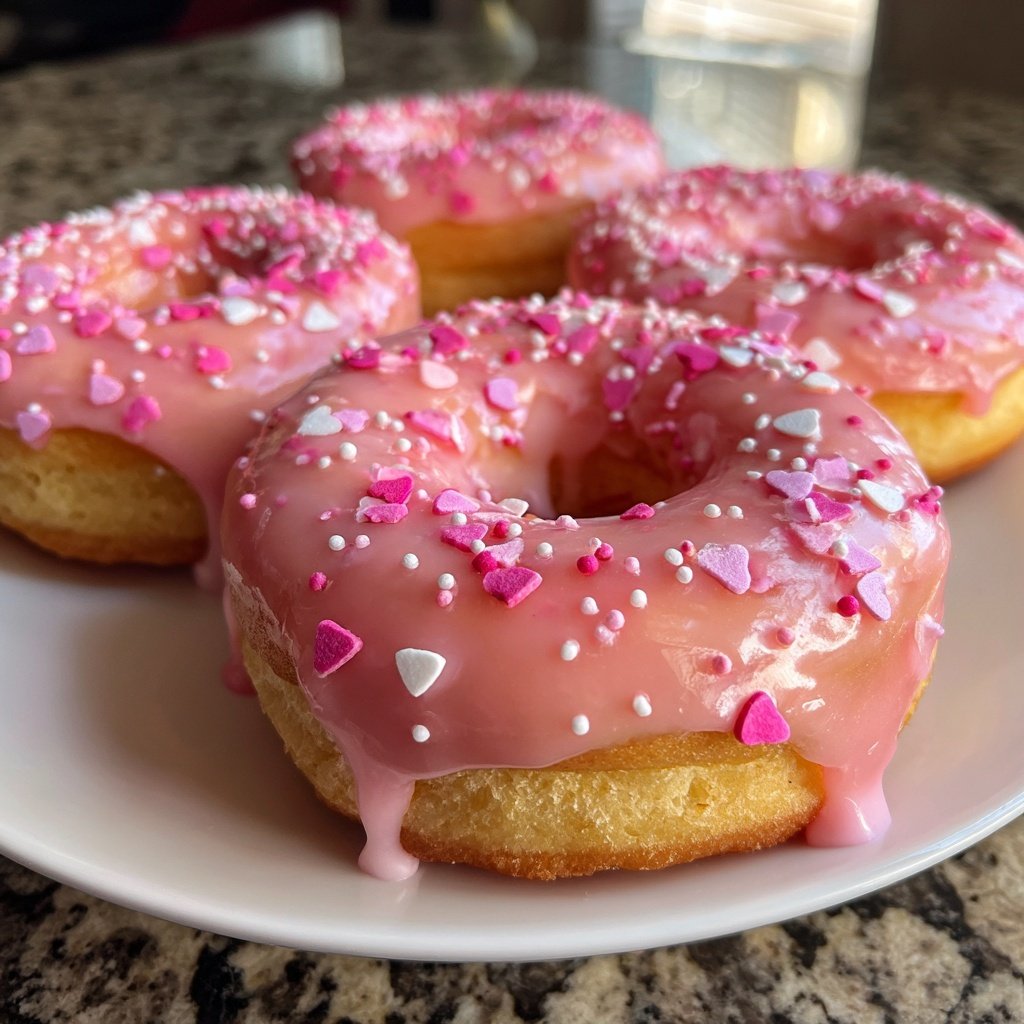 Valentine Donuts with Pink Glaze